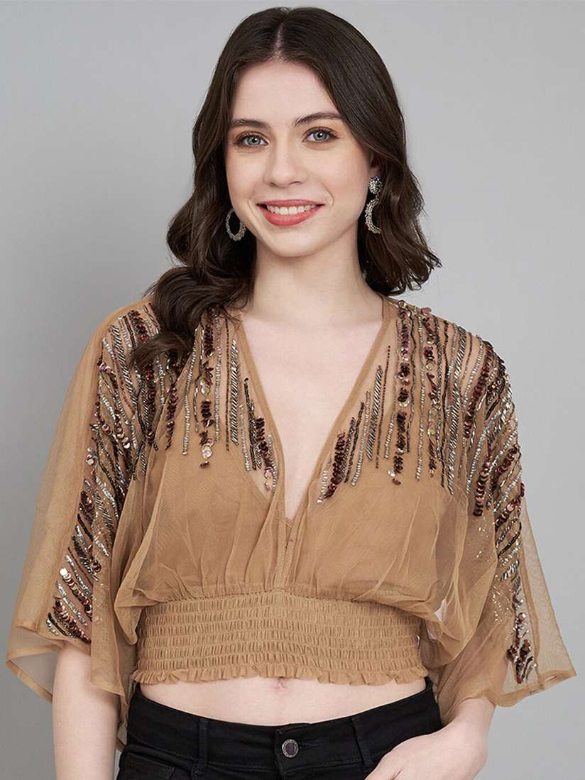smocked kimono top