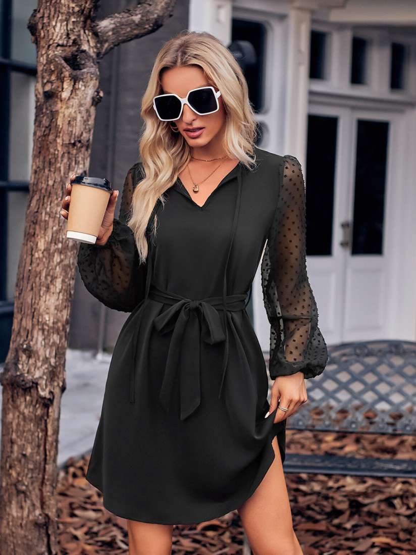 Long sleeve fit and flare dress shop