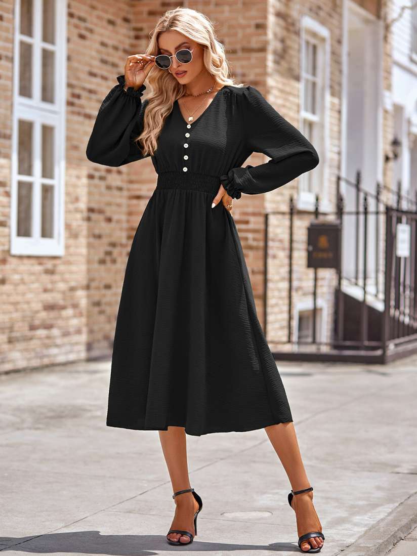 Long sleeve fit and flare midi dress shop