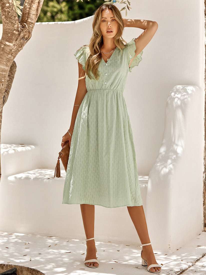 Buy StyleCast Green Print Flutter Sleeve A Line Dress Dresses for Women 27015892 Myntra