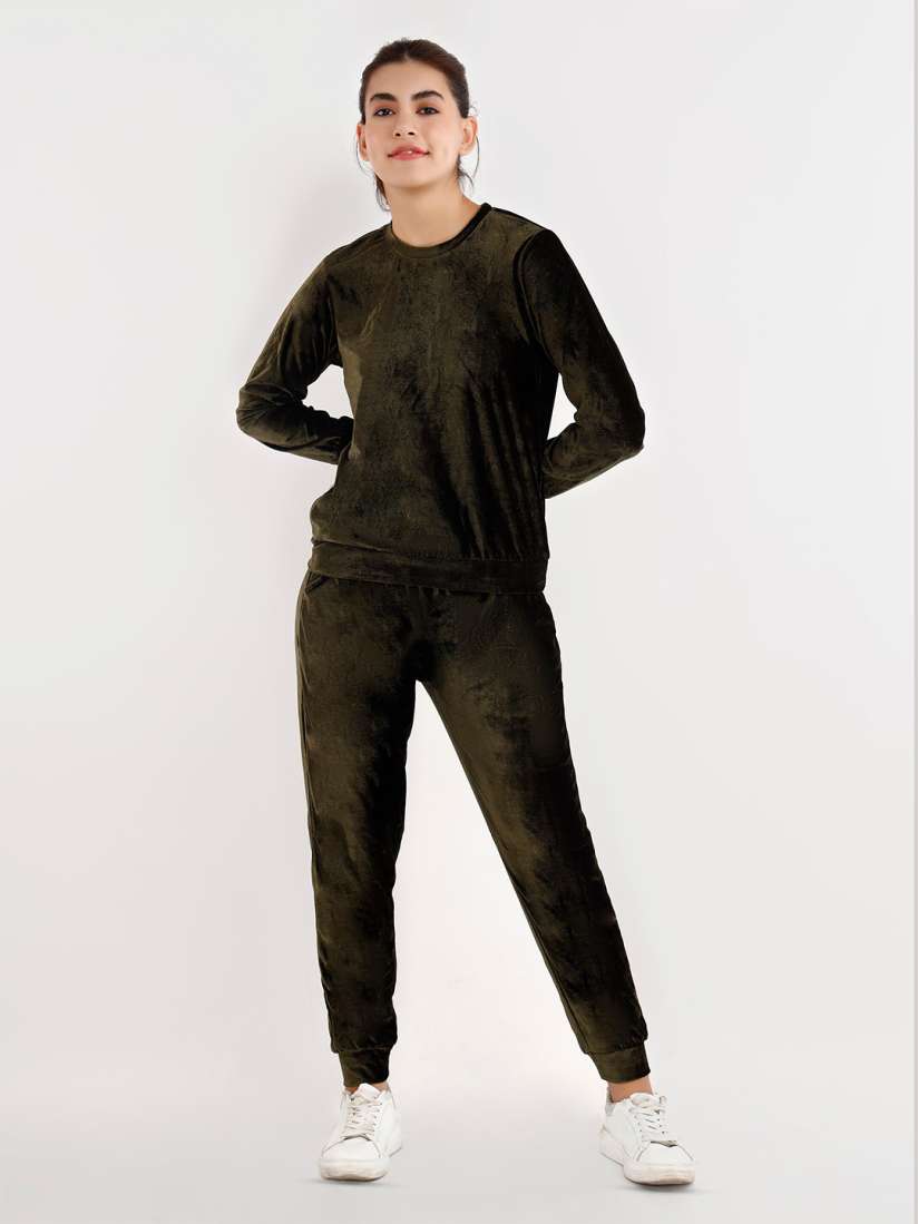 Buy VISO Round Neck Velvet Tracksuit Tracksuits for Women 27027434 Myntra