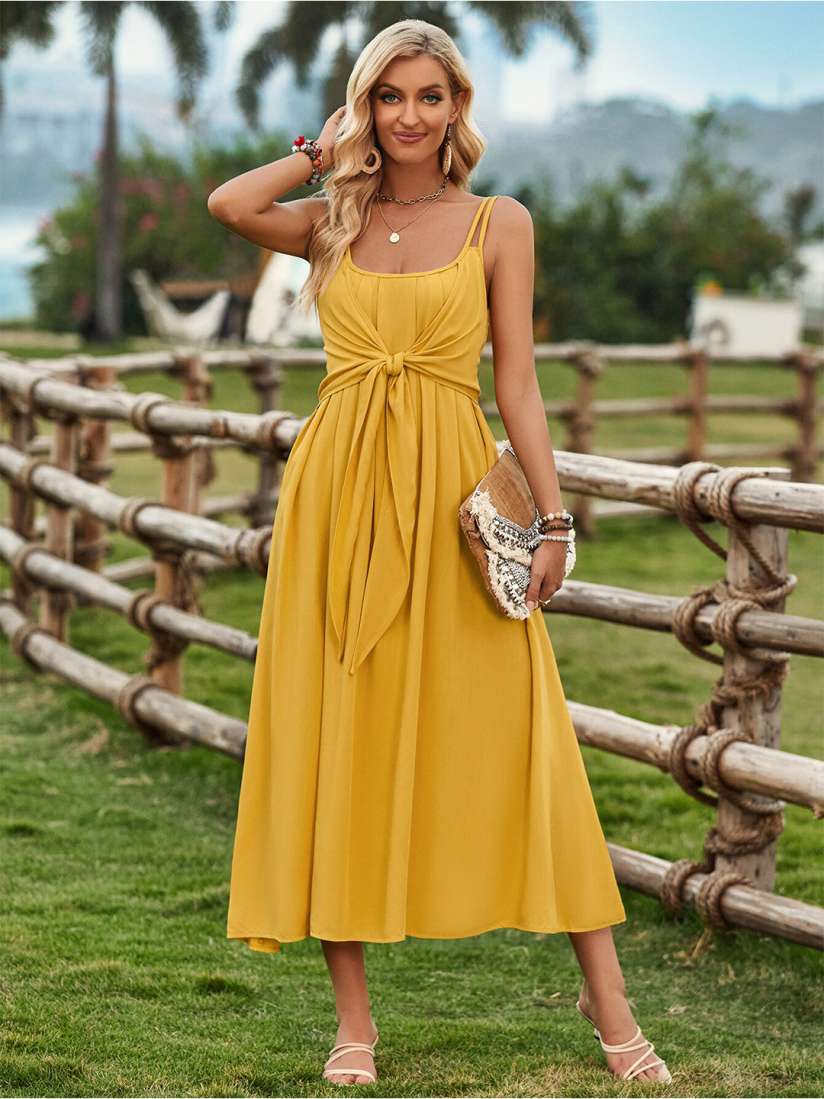 Fit and flare midi dress casual shop
