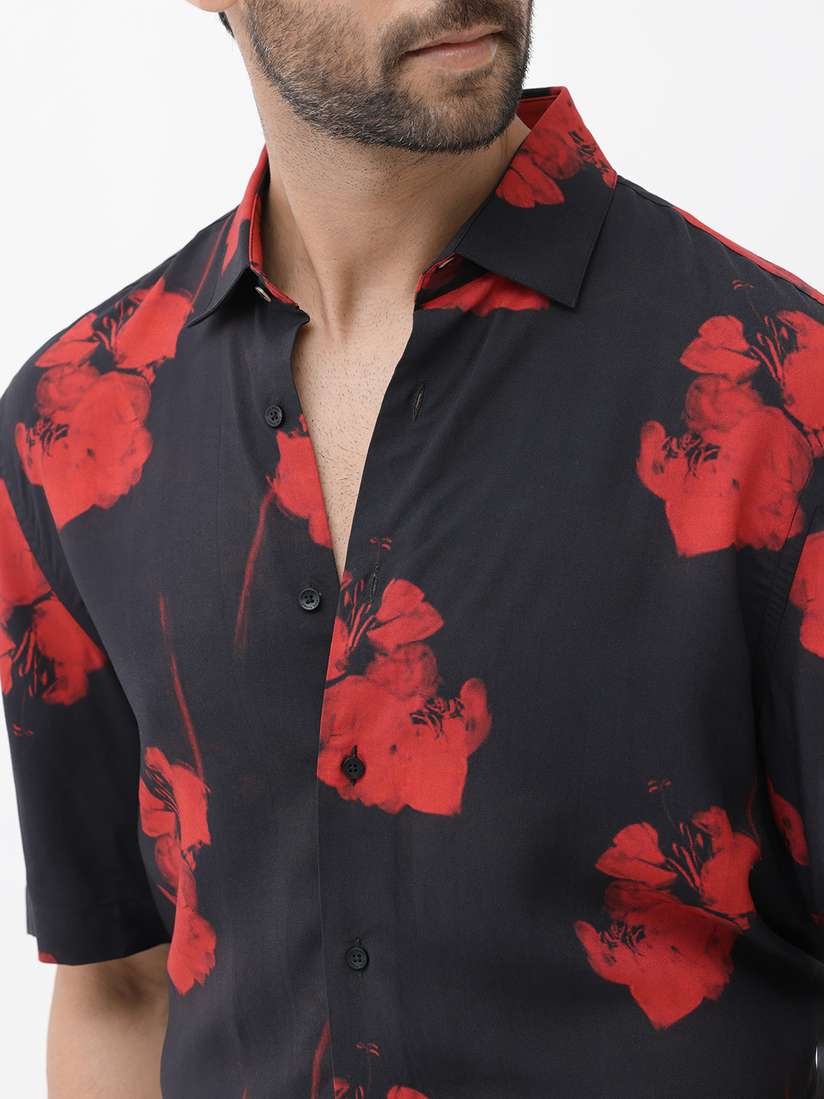 Rare Rabbit Dark Red Button Up Shirt RARE RABBIT Men Black Maroon