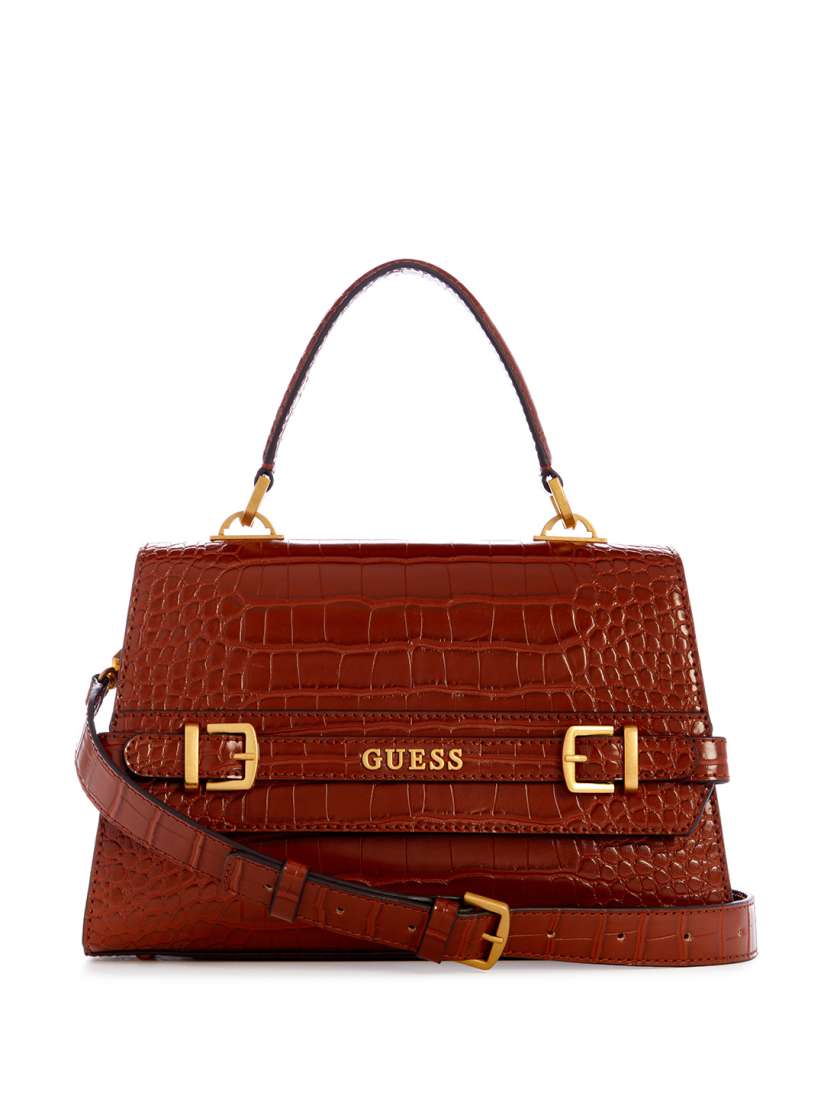 Buy GUESS Croc Textured Structured Satchel Bag with Buckle Detail Handbags for Women 27037334 Myntra