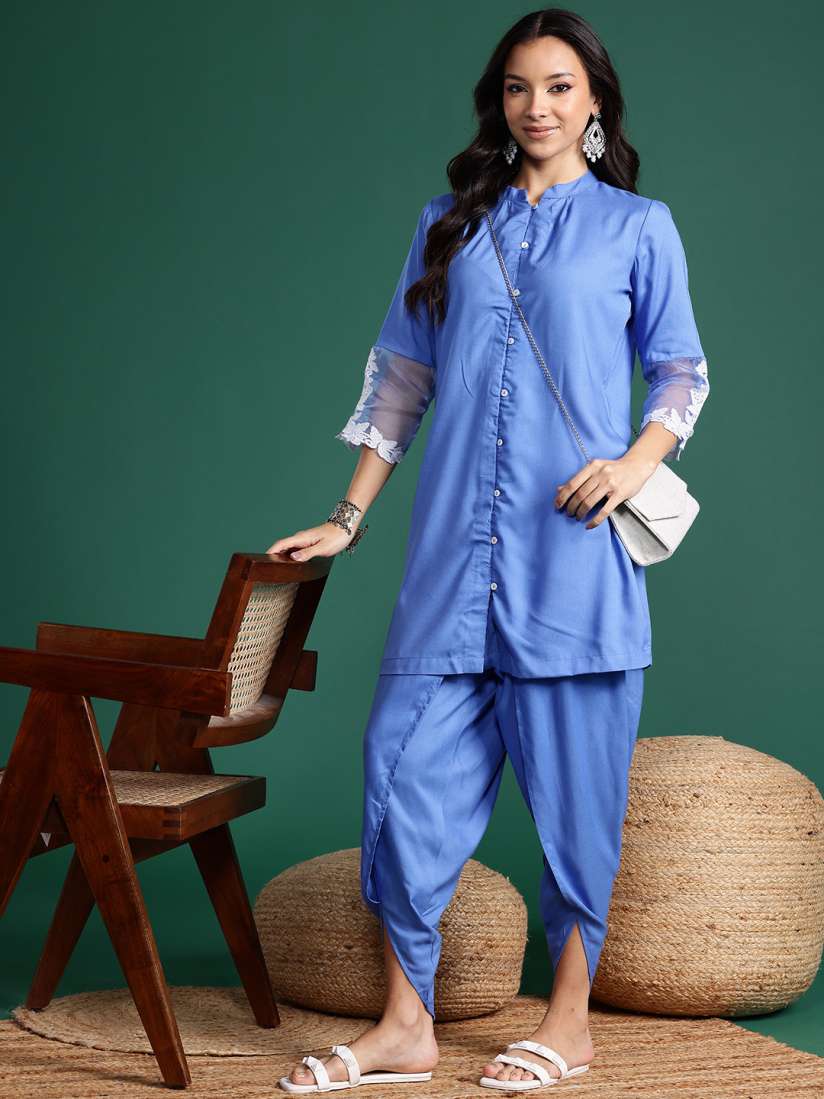 Buy Sangria Pleated Kurta with Dhoti Pants Kurta Sets for Women 27047650 Myntra