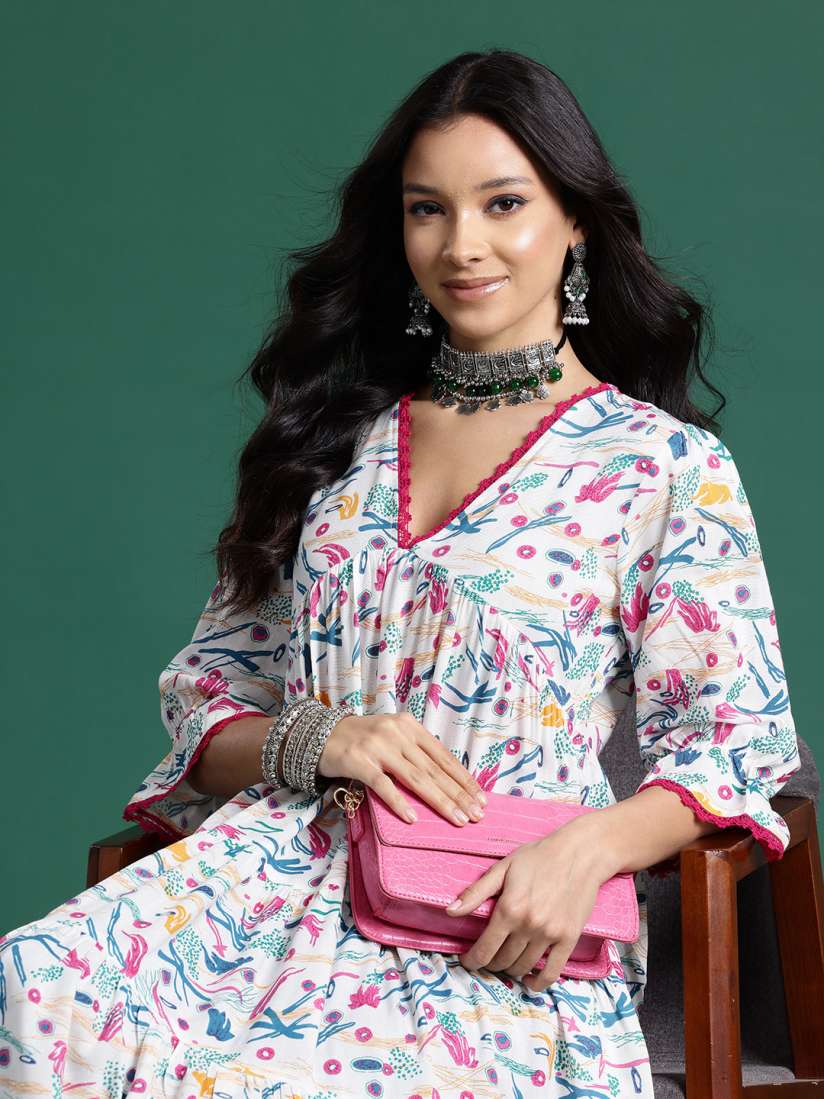 Buy Sangria Abstract Printed Empire Kurta Kurtas for Women 27047772 Myntra