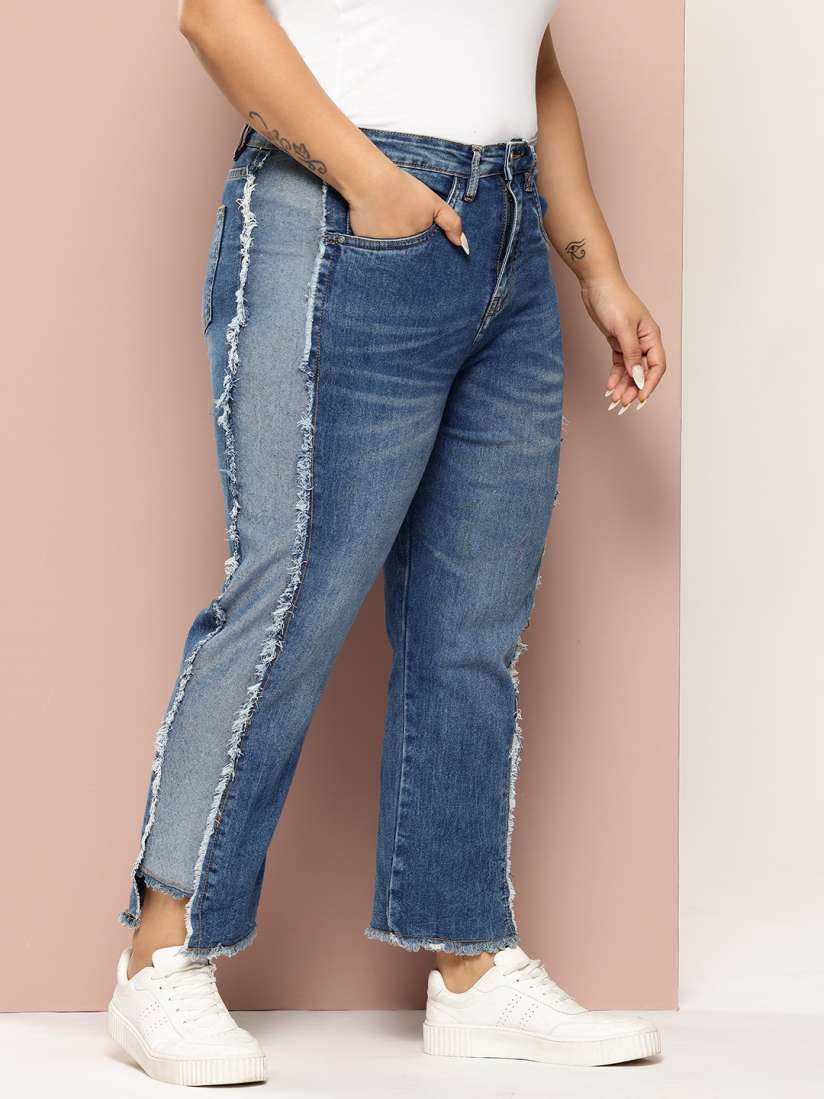 Plus size frayed jeans hotsell