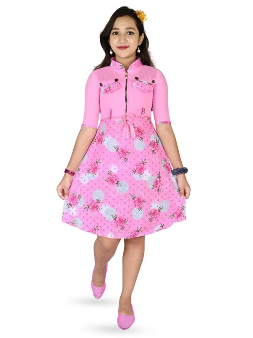 Buy BAESD Kids Girls Floral Print Shirt Collar Short Sleeves Opaque Fit Flare Dress Dresses for Girls 27058712 Myntra