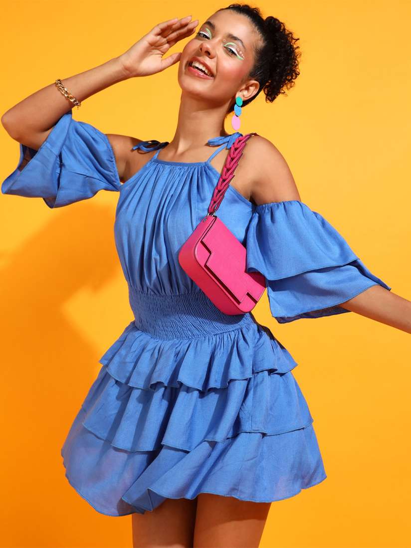 Buy PRETTY LOVING THING Cold Shoulder Fit Flare Mini Dress Dresses for Women 27059146 Myntra