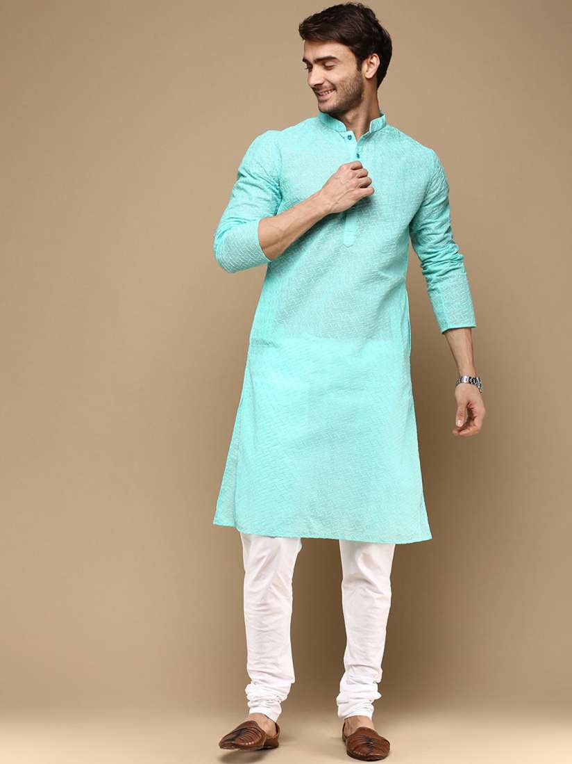 Buy Sanwara Ethnic Motifs Embroidered Regular Thread Work Kurta with Churidar Kurta Sets for Men 27065936 Myntra