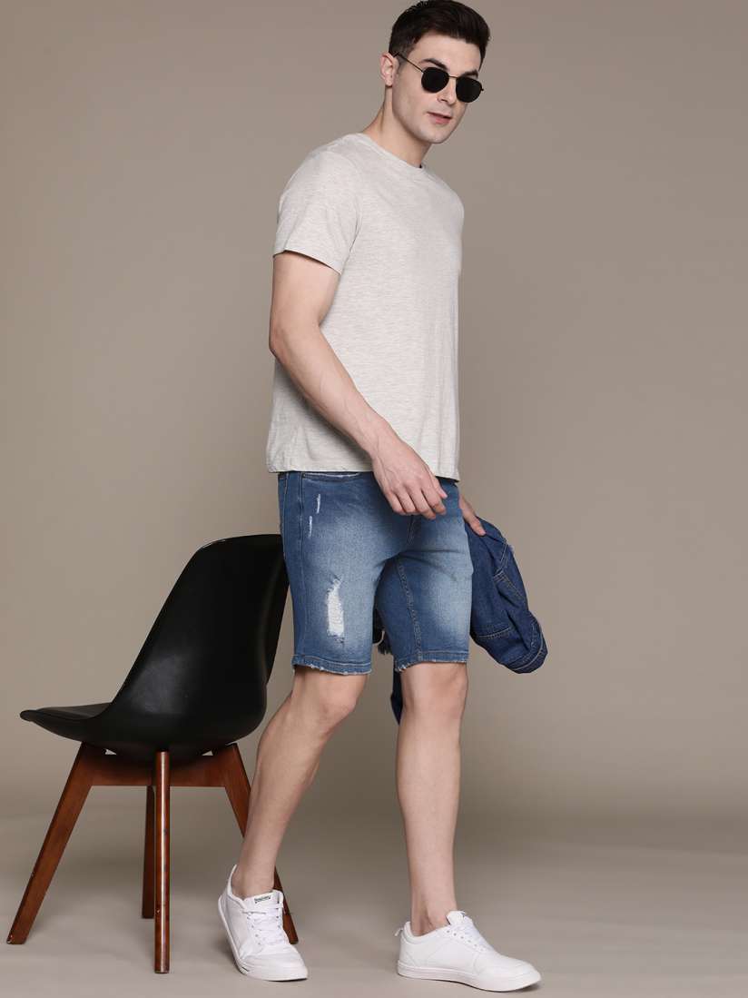 Buy The Roadster Lifestyle Co. Men Slim Fit Washed Distressed Denim Shorts Shorts for Men 27072578 Myntra