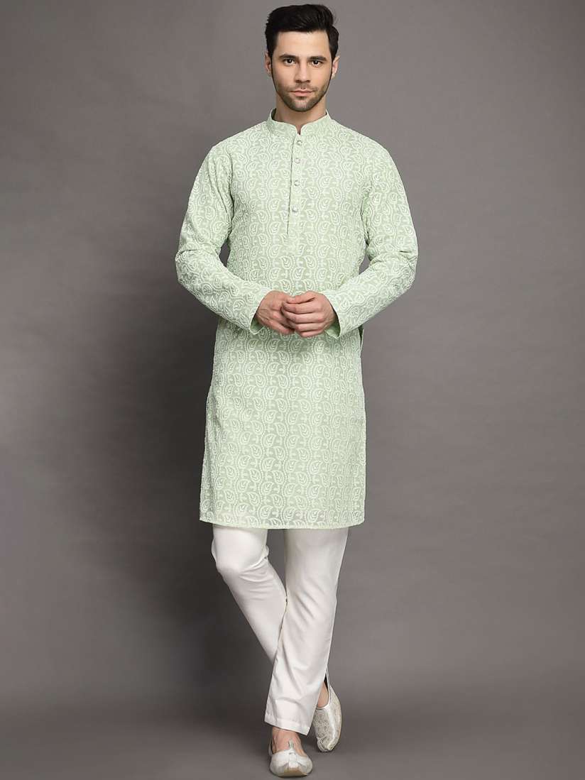Buy Utsav Fashion Chikankari Straight Kurta With Pyjama Kurta Sets for Men 27079610 Myntra
