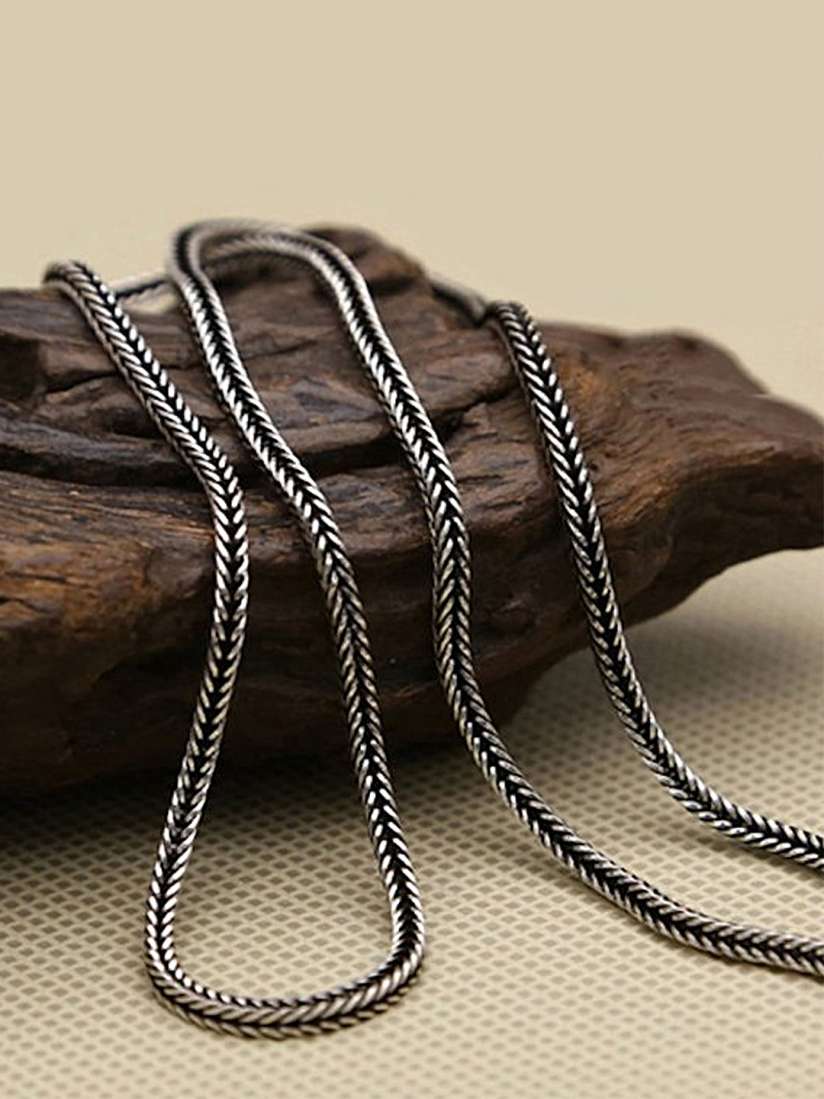 Buy LeCalla Unisex 925 Sterling Silver Plated Antique Foxtail Chain Necklace and Chains for Unisex 27089890 Myntra