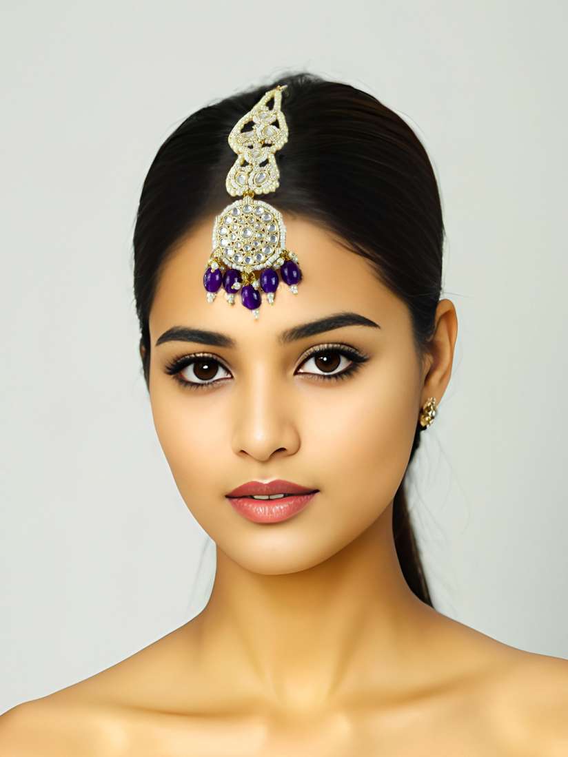 Buy aadita Stone Studded Beaded Maang Tikka Head Jewellery for Women 27100250 Myntra