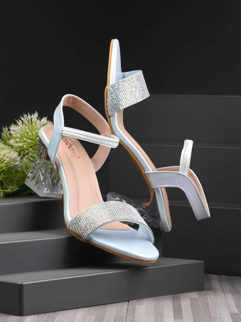 Buy DressBerry Sea Green Embellished Open Toe Block Heels Heels for Women 27101832 Myntra