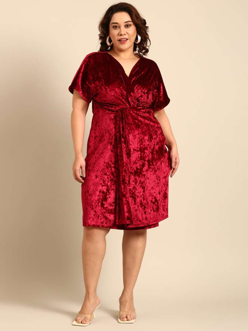 Plus size pink velvet dress best sale