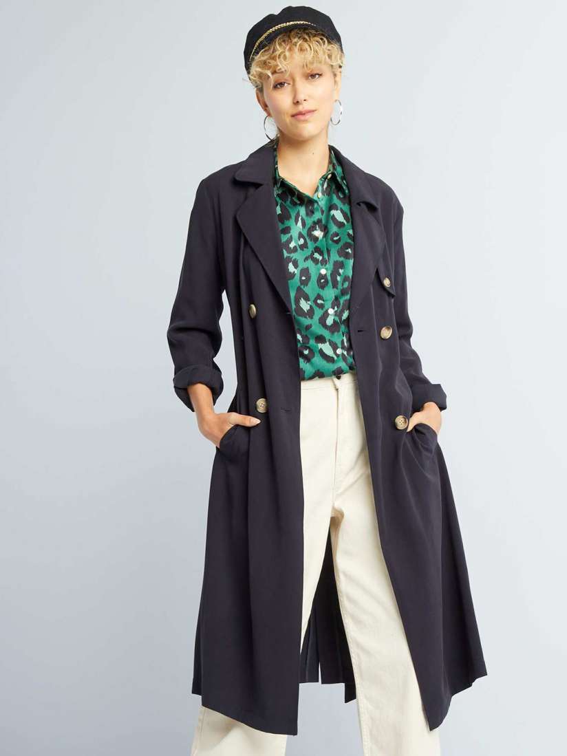 Buy KIABI Single Breasted Long Sleeves Longline Overcoat Coats for Women 27122792 Myntra