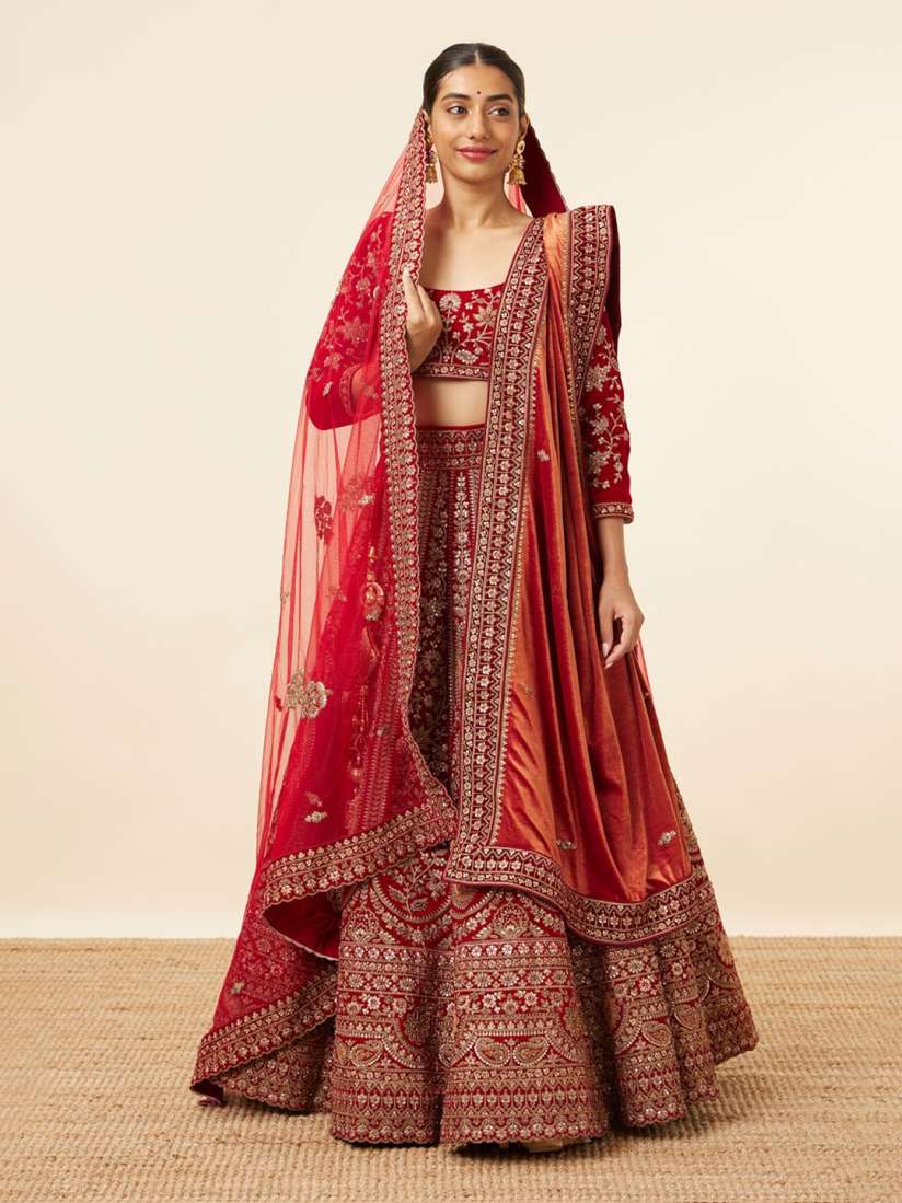 Buy MOHEY Embroidered Velvet Semi Stitched Lehenga Unstitched Blouse With Dupatta Belt Lehenga Choli for Women 27124656 Myntra