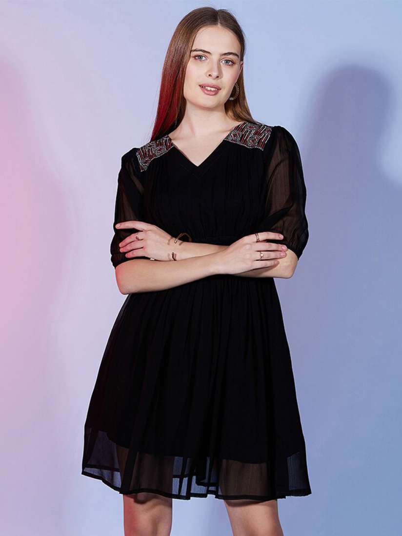 Myntra fit and flare dresses best sale