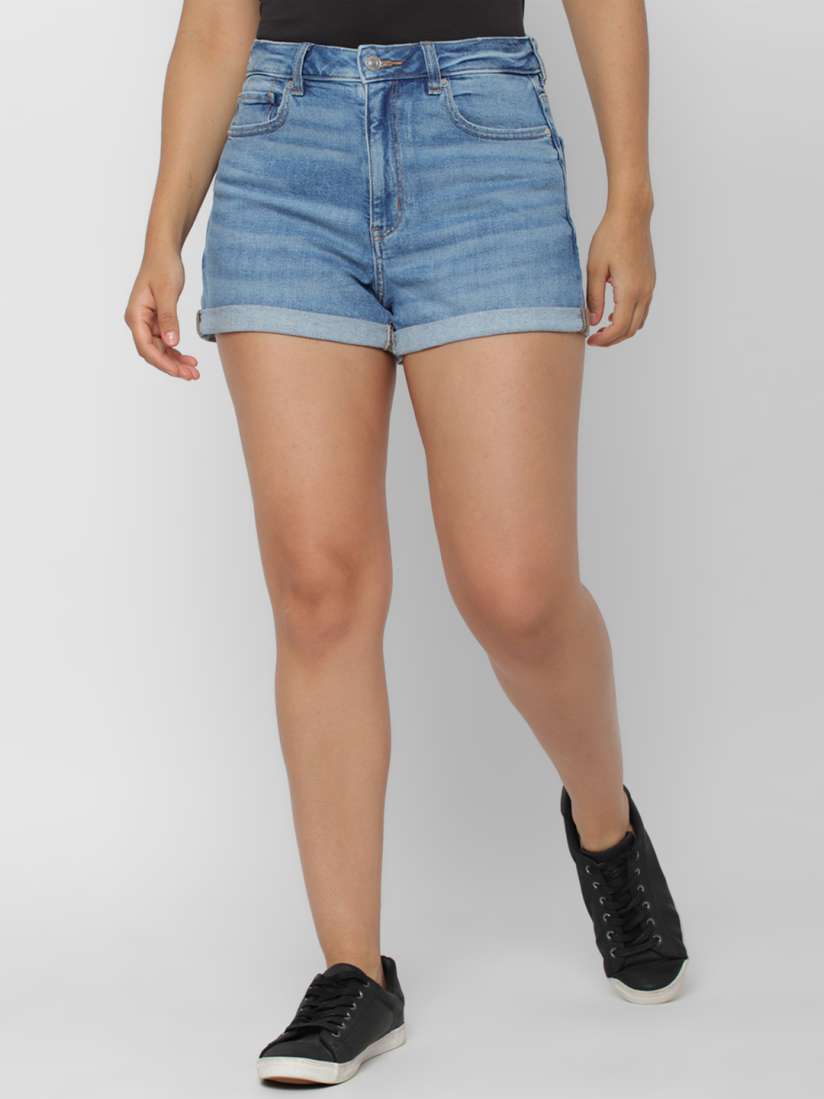 Buy AMERICAN EAGLE OUTFITTERS Women Washed Loose Fit Stretch Denim Shorts Technology Shorts for Women 27129902 Myntra