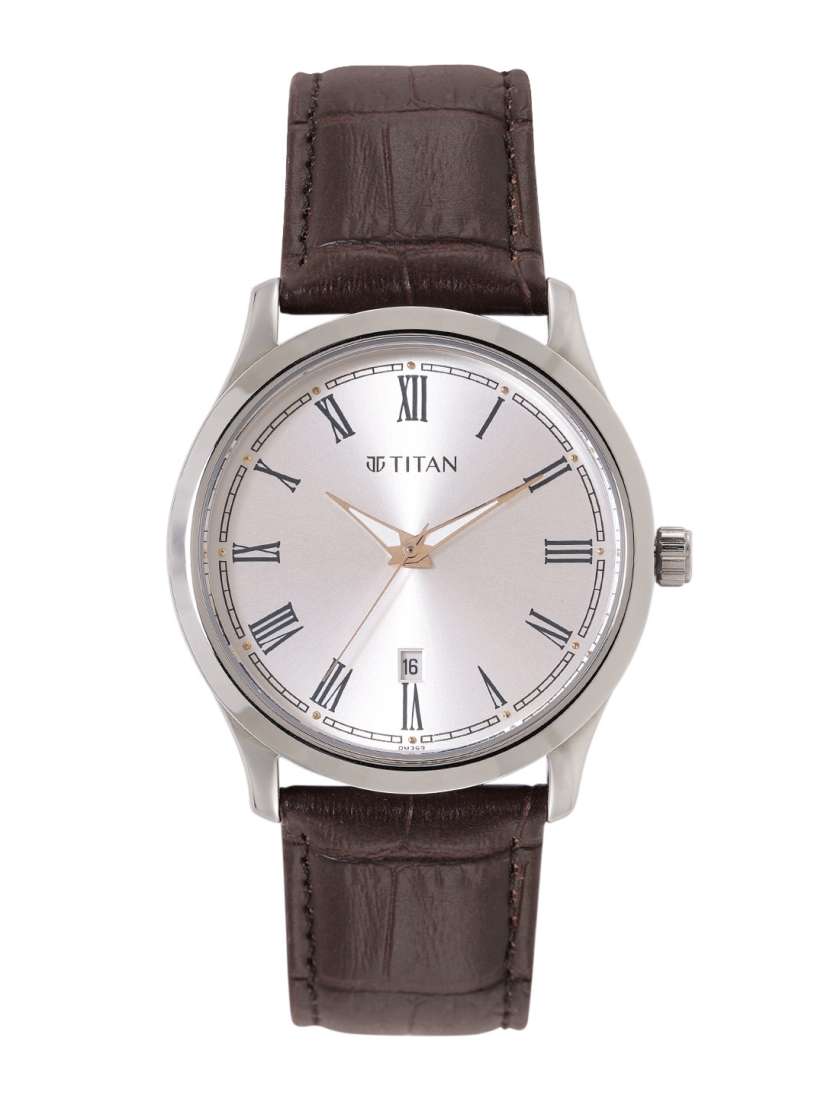 Buy Titan Men Leather Analogue Watch 1823SL02 Silver Toned Watches for Men 27131566 Myntra