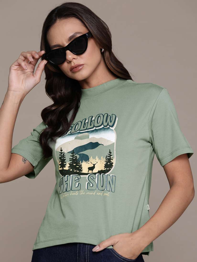 Buy The Roadster Lifestyle Co. Printed T shirt Tshirts for Women 27135230 Myntra