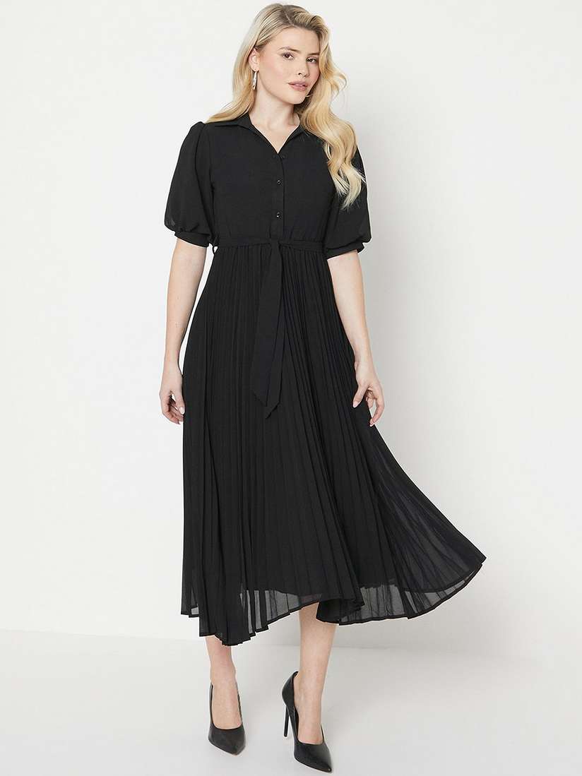 Myntra Dorothy Perkins Black Pleated Dress Dorothy Perkins Black