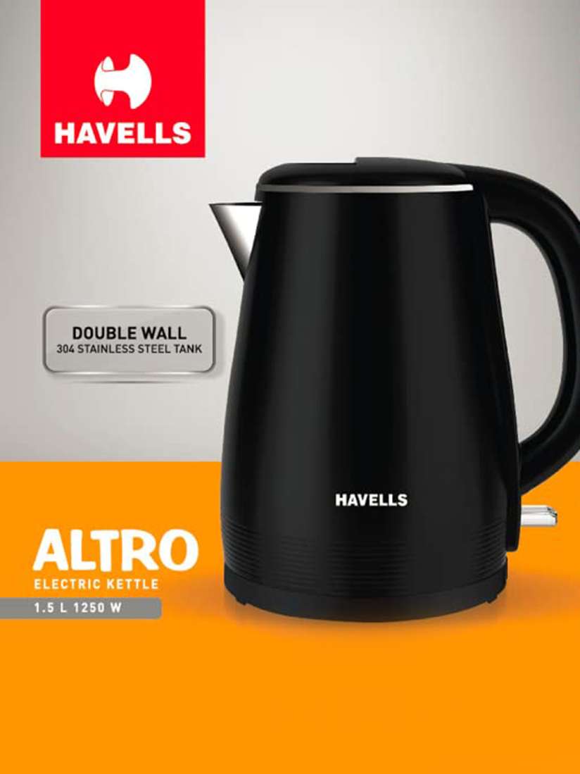 Buy Havells Altro Black 1250 W Cool Touch Body Double Wall SS Tank Electric Kettle 1.5L Electric Kettle for Unisex 27150424 Myntra