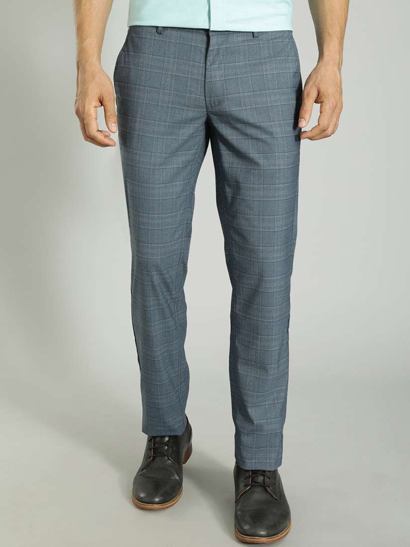 Buy Indian Terrain Men Checked Brooklyn Cotton Slim Fit Trousers Trousers for Men 27151262 Myntra