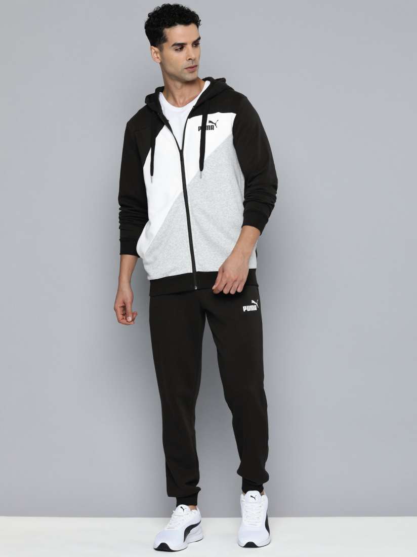 Buy Puma POWER Men Colourblocked Hooded Jacket And Joggers Track Pants Tracksuits for Men 27156962 Myntra