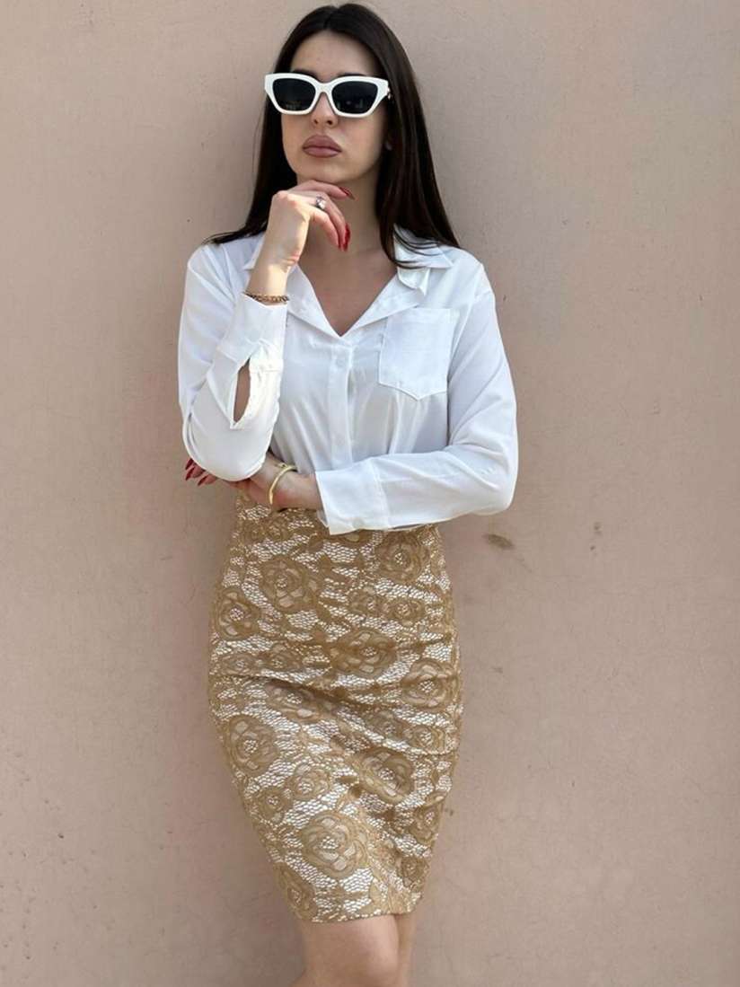 White lace pencil mini skirt cheap