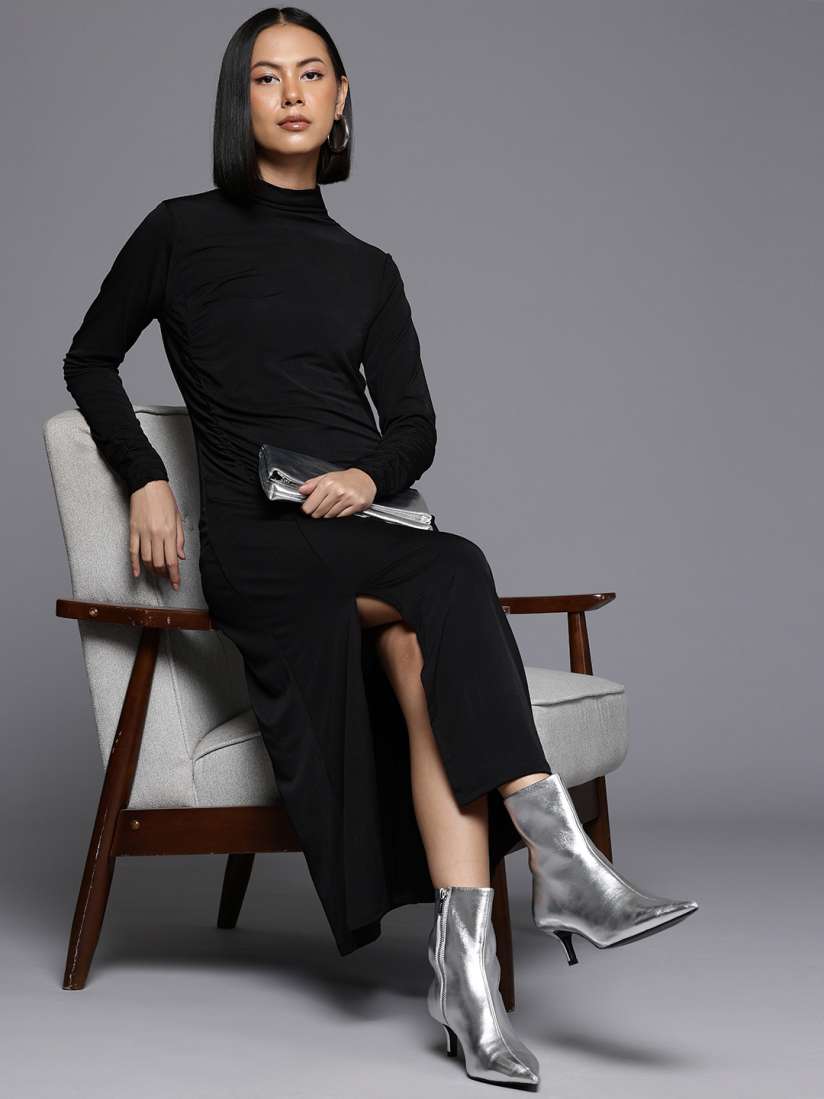 Buy DOROTHY PERKINS High Neck Ruched Sheath Dress Dresses for Women 27174346 Myntra
