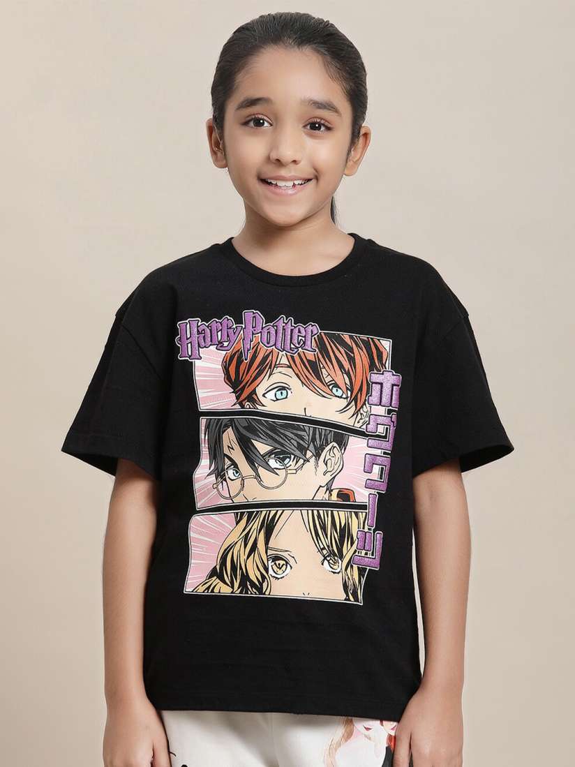 Buy Kids Ville Girls Harry Potter Printed Pure Cotton Relaxed Fit T shirt Tshirts for Girls 27187636 Myntra