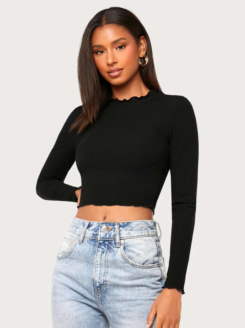 Buy Stylecast X Slyck Black High Neck Fitted Crop Top Tops for Women 27190340 Myntra