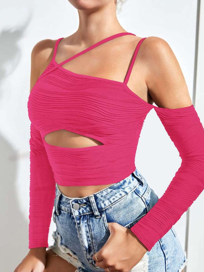 Buy Stylecast X Slyck Shoulder Straps Cold Shoulder Sleeves Cut Out Crop Top Tops for Women 27190408 Myntra