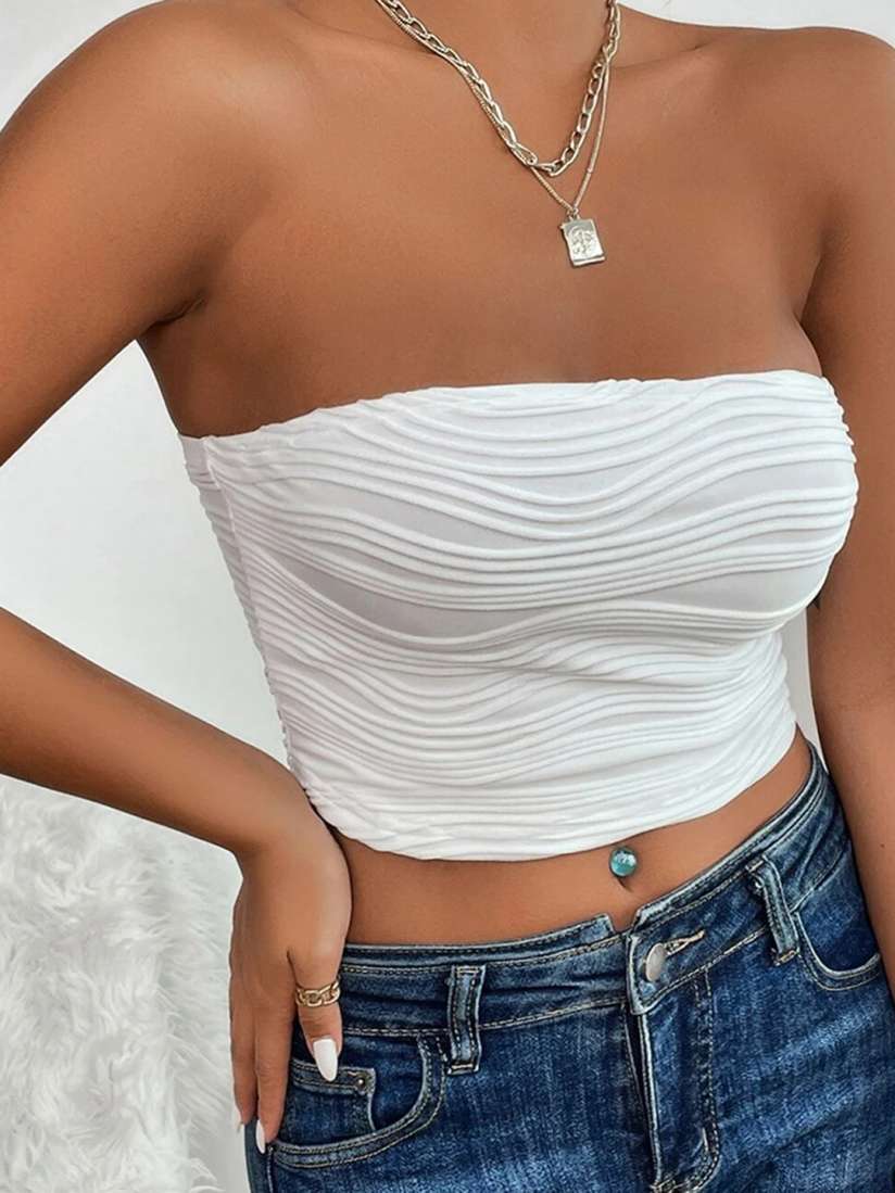 White strapless crop sale