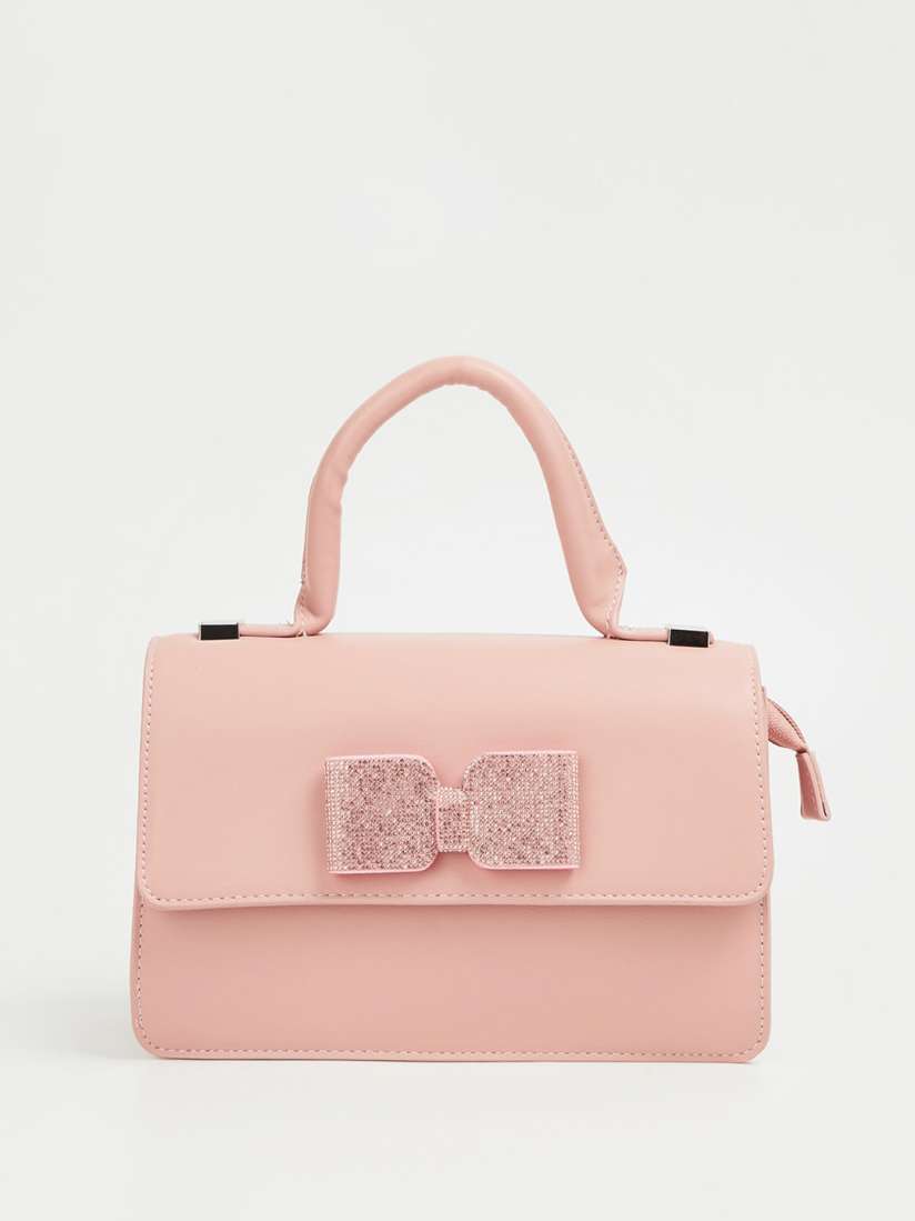 Buy Ginger by Lifestyle Structured Satchel Bag With Bow Detail Handbags for Women 27194714 Myntra