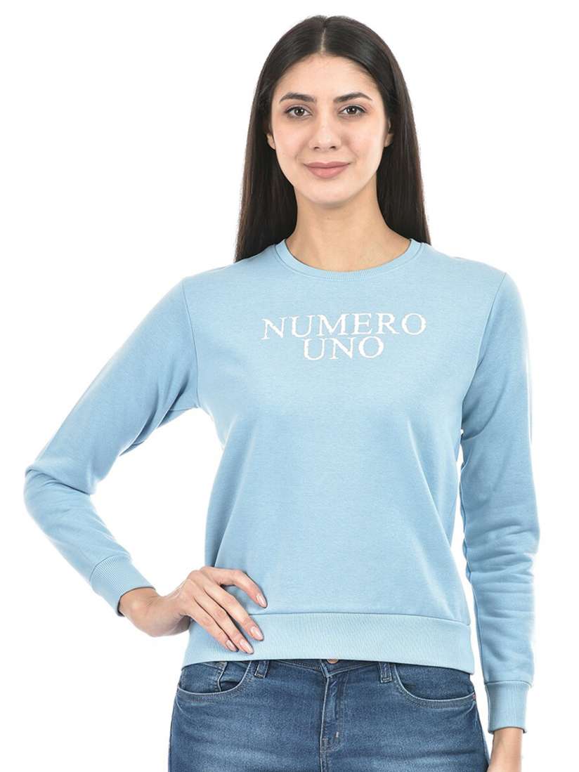 Buy Numero Uno Typography Printed Round Neck Pullover Sweatshirt Sweatshirts for Women 27216214 Myntra