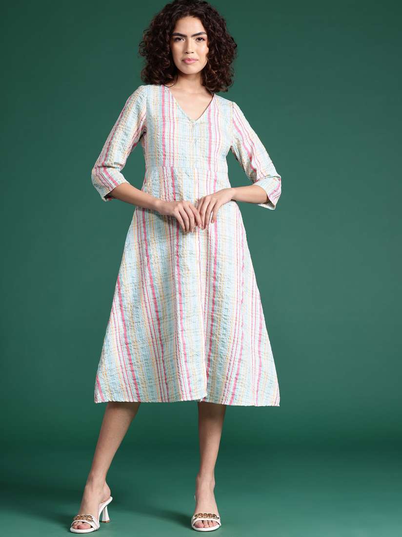 Striped dress myntra deals