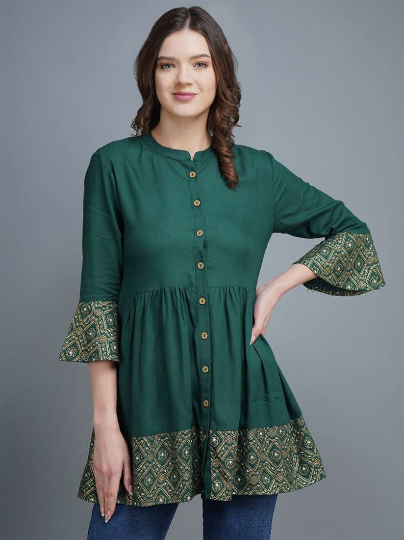 Buy MALANDRO Ethnic Motif Printed Bell Sleeve A Line Kurti Kurtis for Women 27234548 Myntra