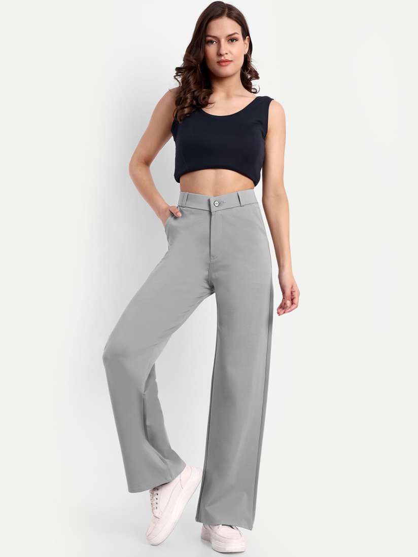 Buy Next One Women Smart Loose Fit High Rise Easy Wash Stretchable Formal Trouser Trousers for Women 27241208 Myntra