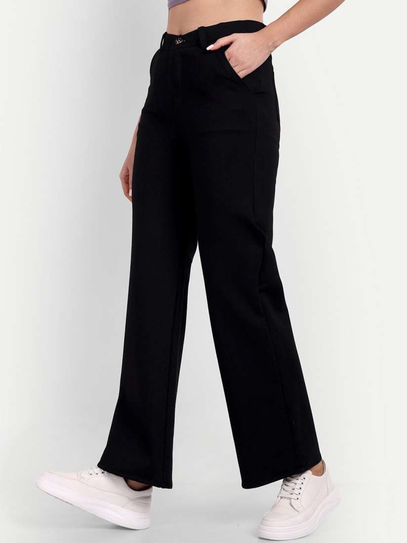 Buy Next One Women Smart Loose Fit High Rise Trousers Trousers for Women 27241246 Myntra