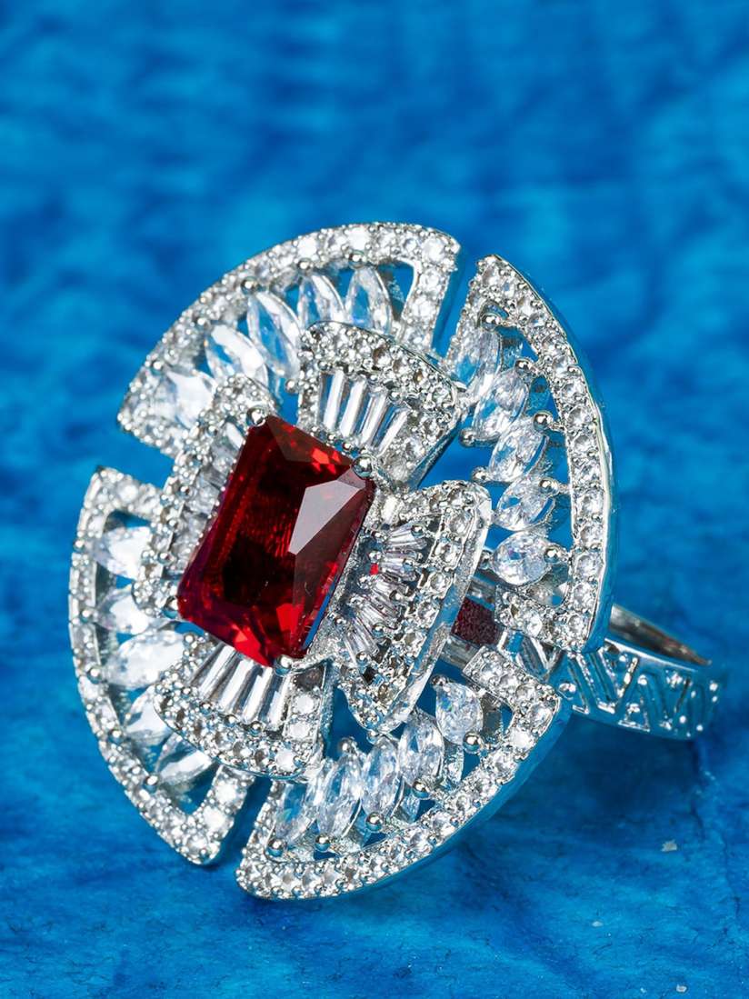 Buy Manikya Rhodium Plated Cubic Zirconia Studded Finger Ring Ring for Women 27247710 Myntra