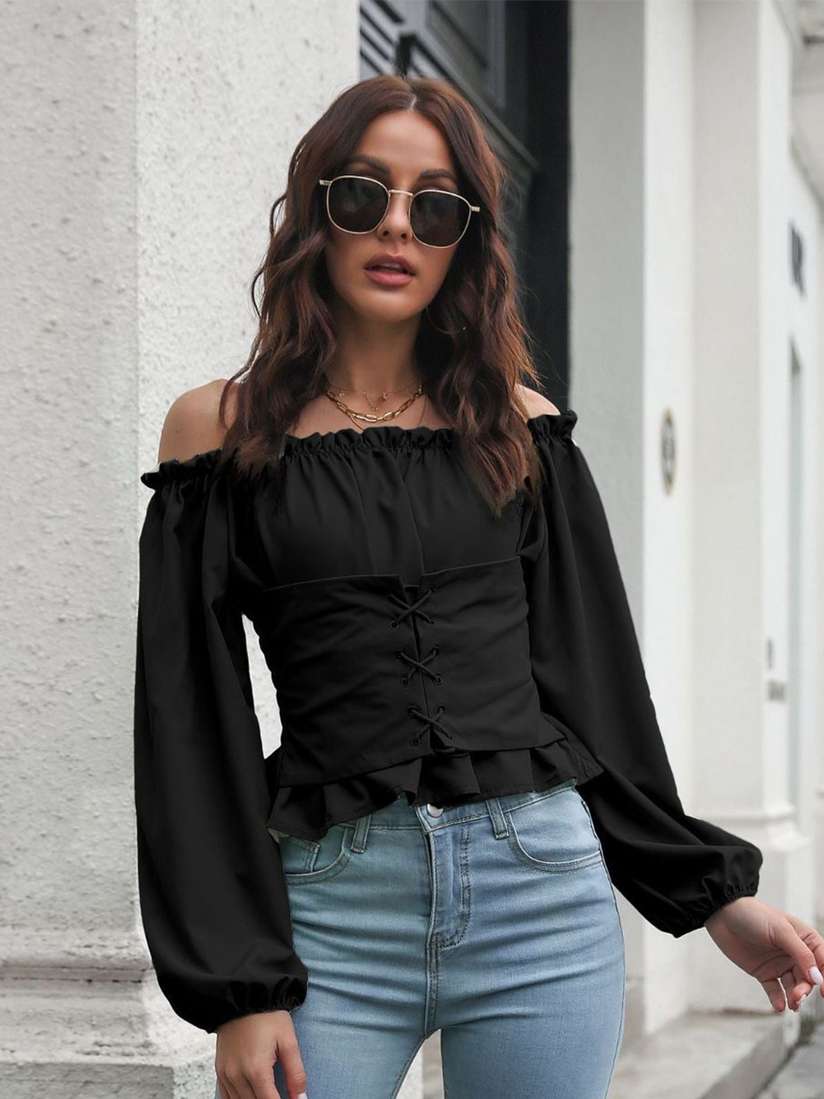 smocked bardot top