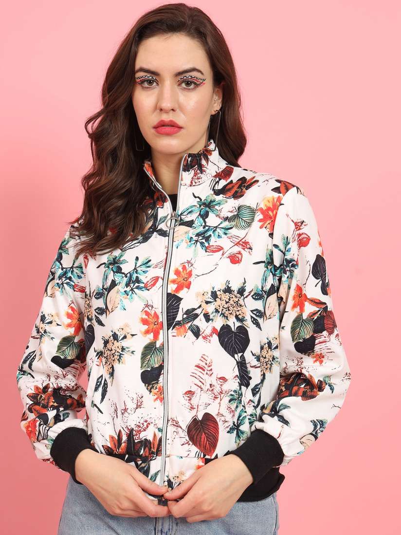 Myntra Black Floral Bomber Jacket Womens Floral Jacket Forever 21