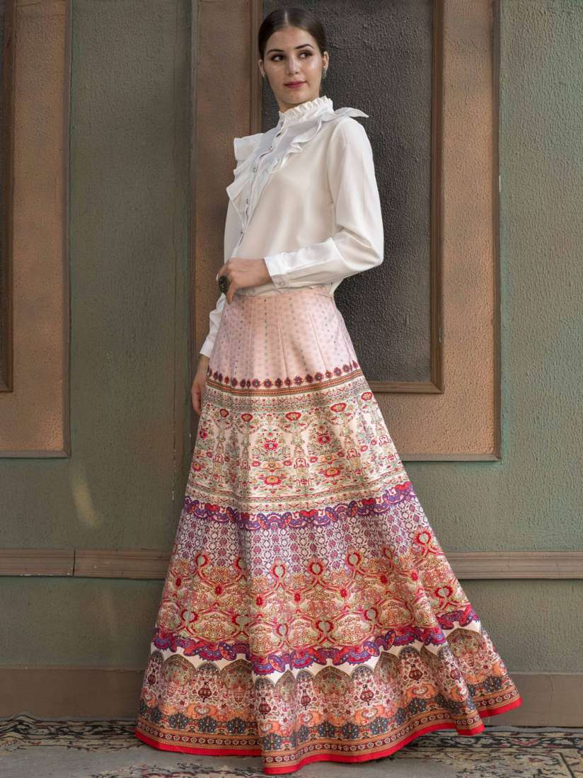 Floral print maxi flared skirt best sale