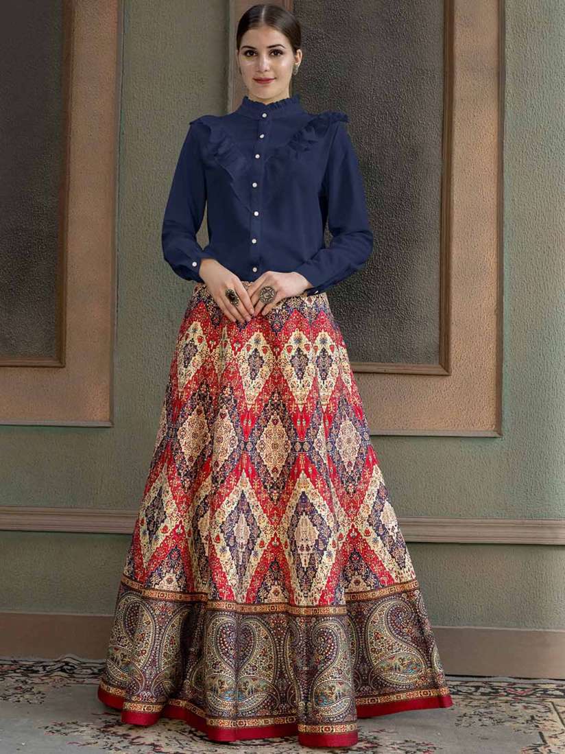 Buy SAPTRANGI Floral Printed Flared Maxi Skirt Skirts for Women 27256152 Myntra