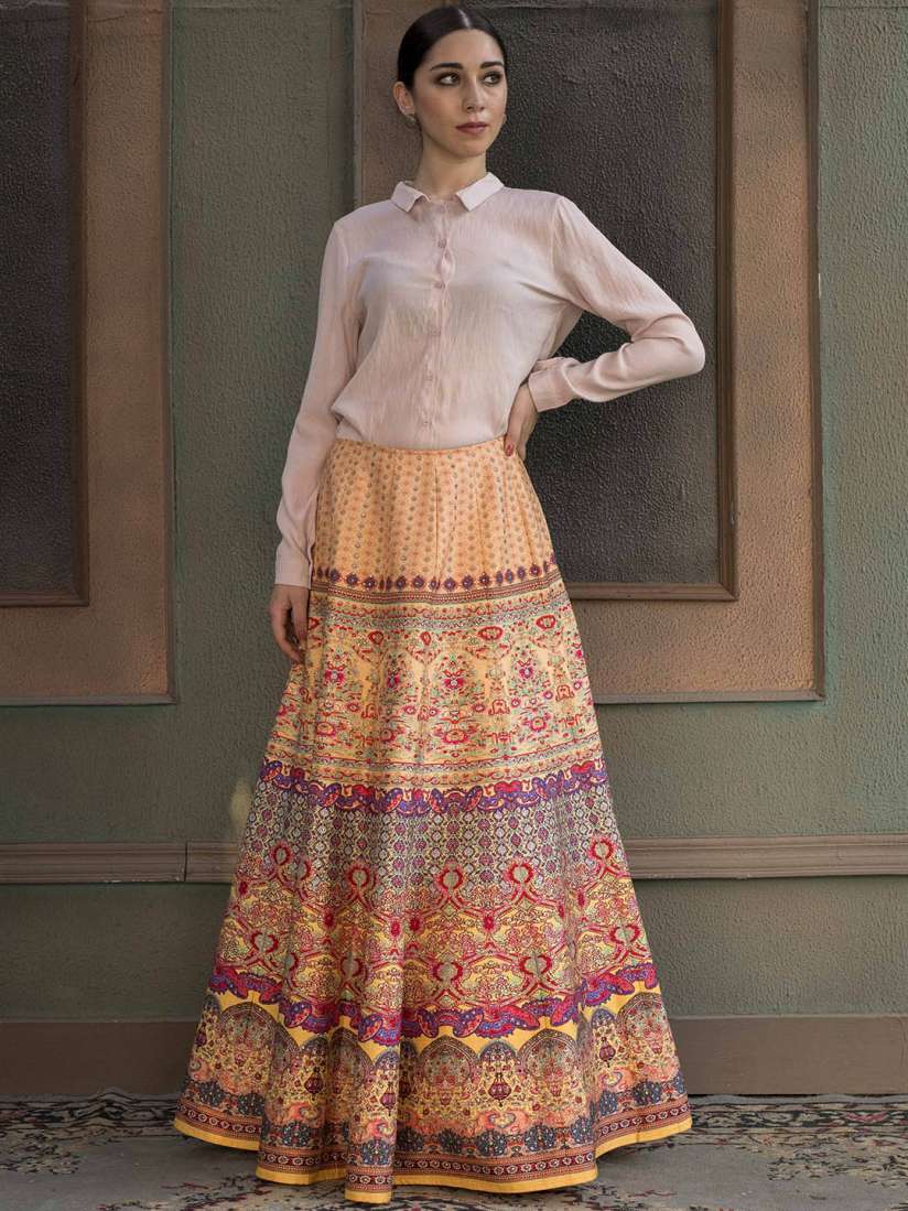 Buy SAPTRANGI Ethnic Motifs Printed Flared Maxi Skirt Skirts for Women 27256158 Myntra