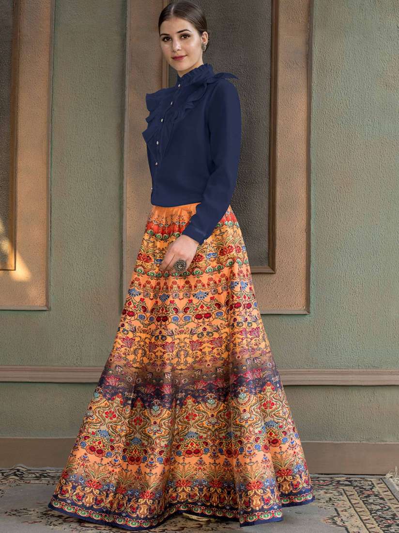 Buy SAPTRANGI Floral Printed Flared Maxi Skirt Skirts for Women 27256174 Myntra