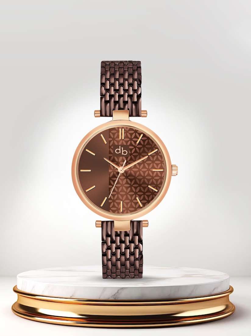 Buy DressBerry Women Brown Printed Dial Stainless Steel Analogue Watch DB 020 Rose Watches for Women 27266242 Myntra